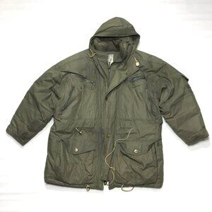 VTG Foxland Green Heavy Down Filled Hooded Puffer Winter Jacket Coat Mens XL